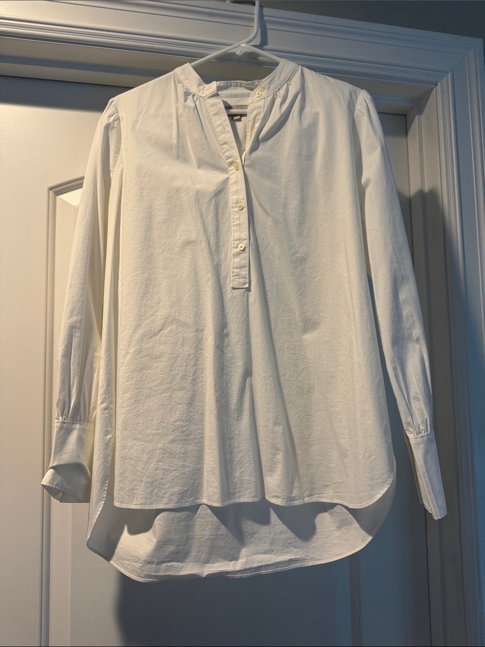 LOFT Cream Long-Sleeve Henley Popover Tunic